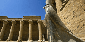Horus statue at Edfu Temple on 14 Days Cairo and Nile cruise