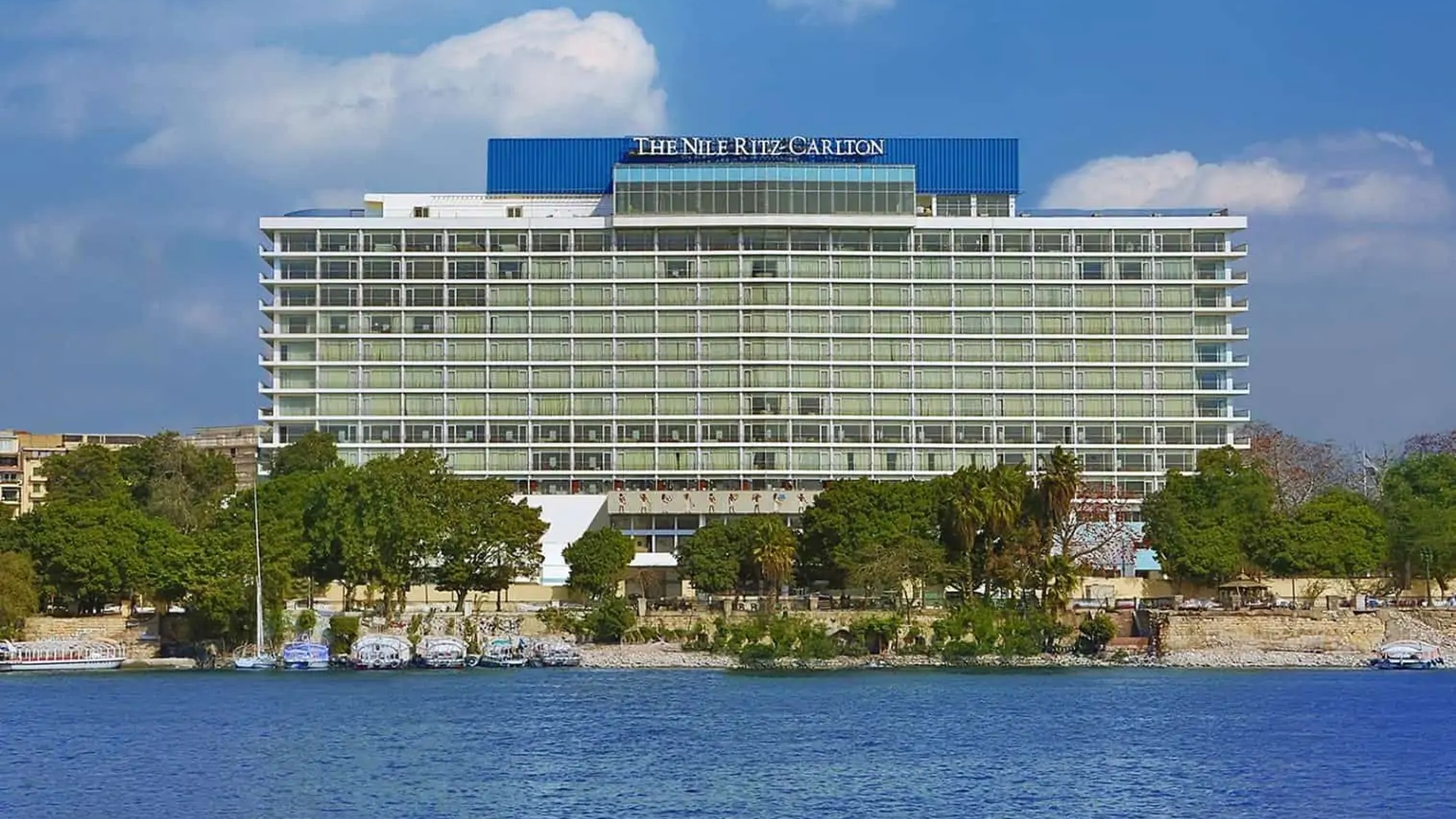 The Nile Ritz-Carlton Cairo luxury hotel exterior in Tahrir Square