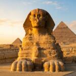 majestic sphinx pyramids golden hour