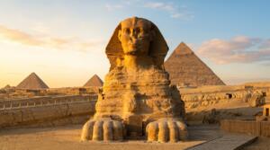 majestic sphinx pyramids golden hour