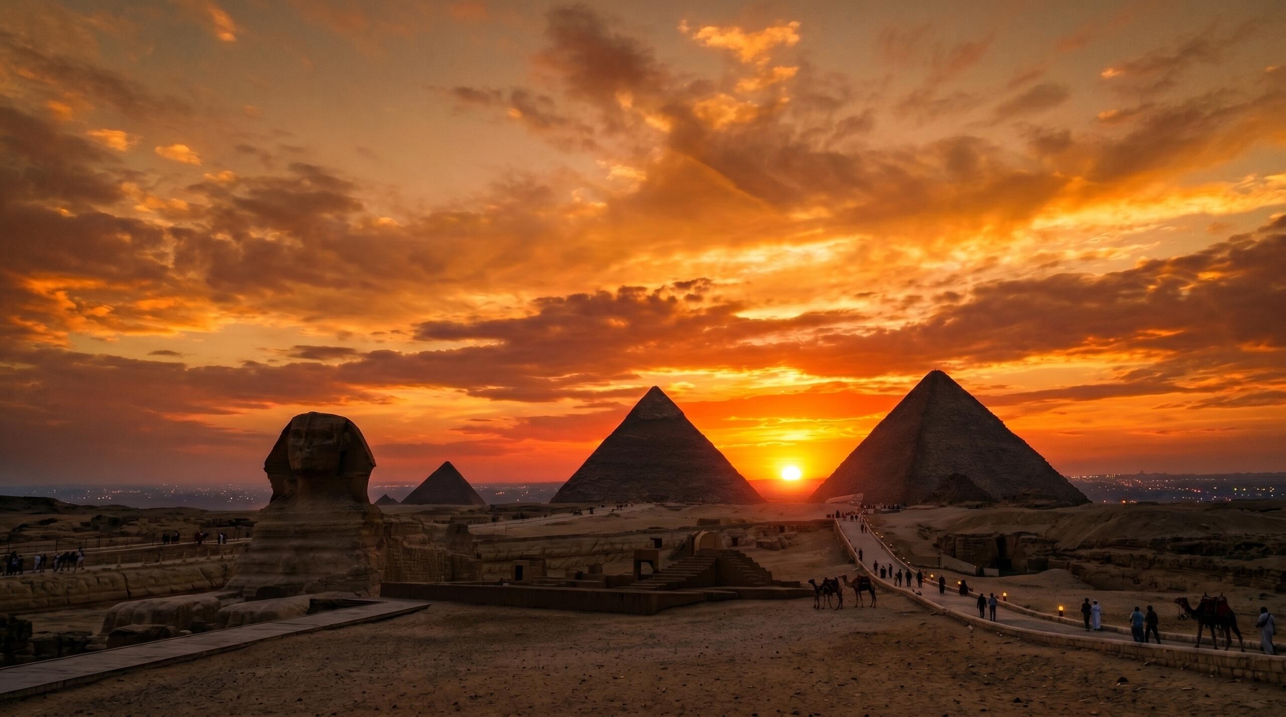 Giza Pyramids Sunset Landscape Egypt - Top Class Egypt Travel