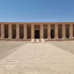 The majestic stone entrance of the Temple of Seti I in Abydos, captured during a private tour with Top Class Egypt Travel.